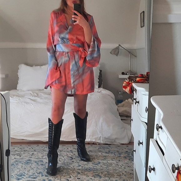 Kilentar silk wrap tie dye dress - Picture 1 of 6